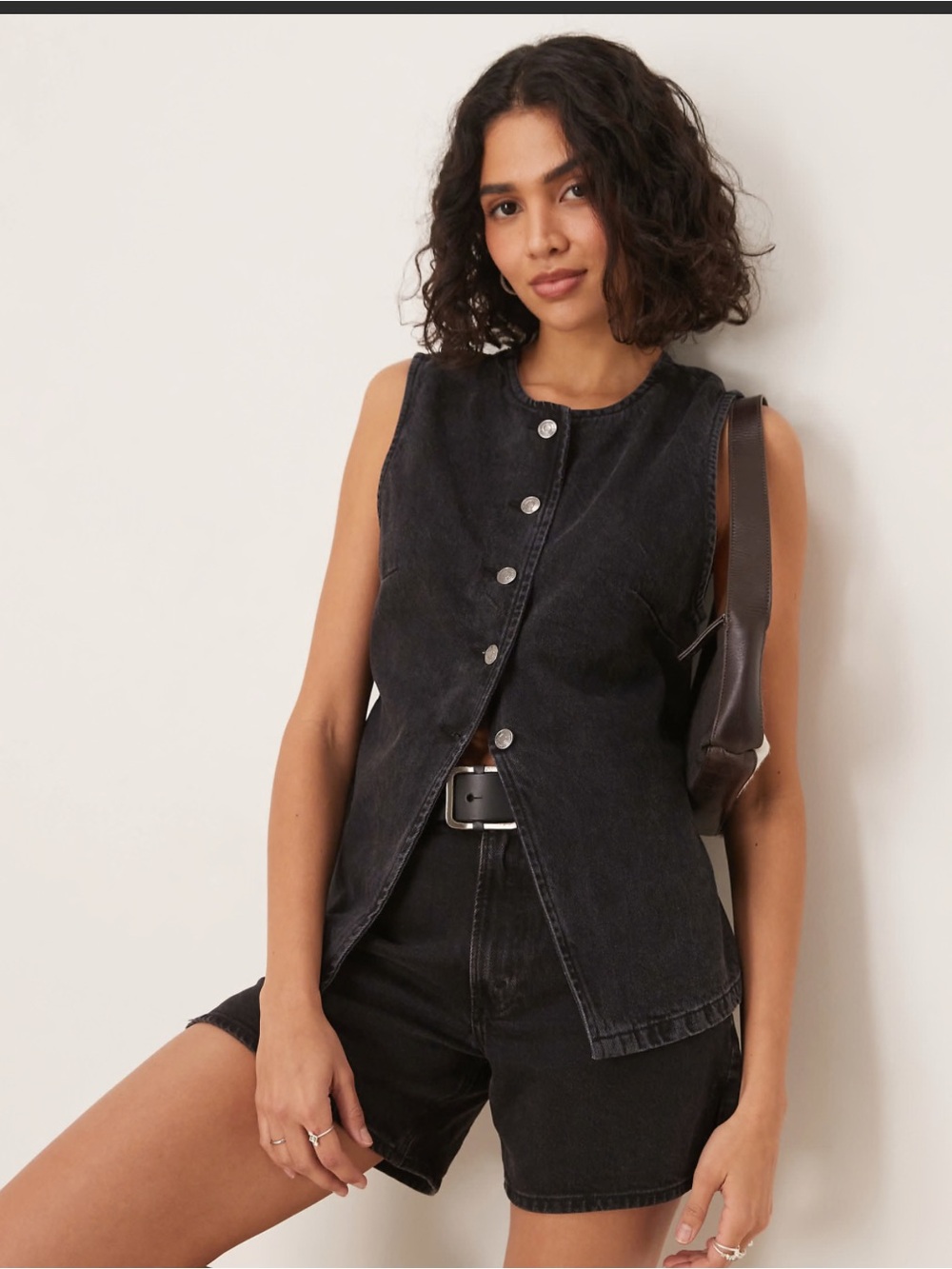 Free People Black Denim Jean Aimee Vest